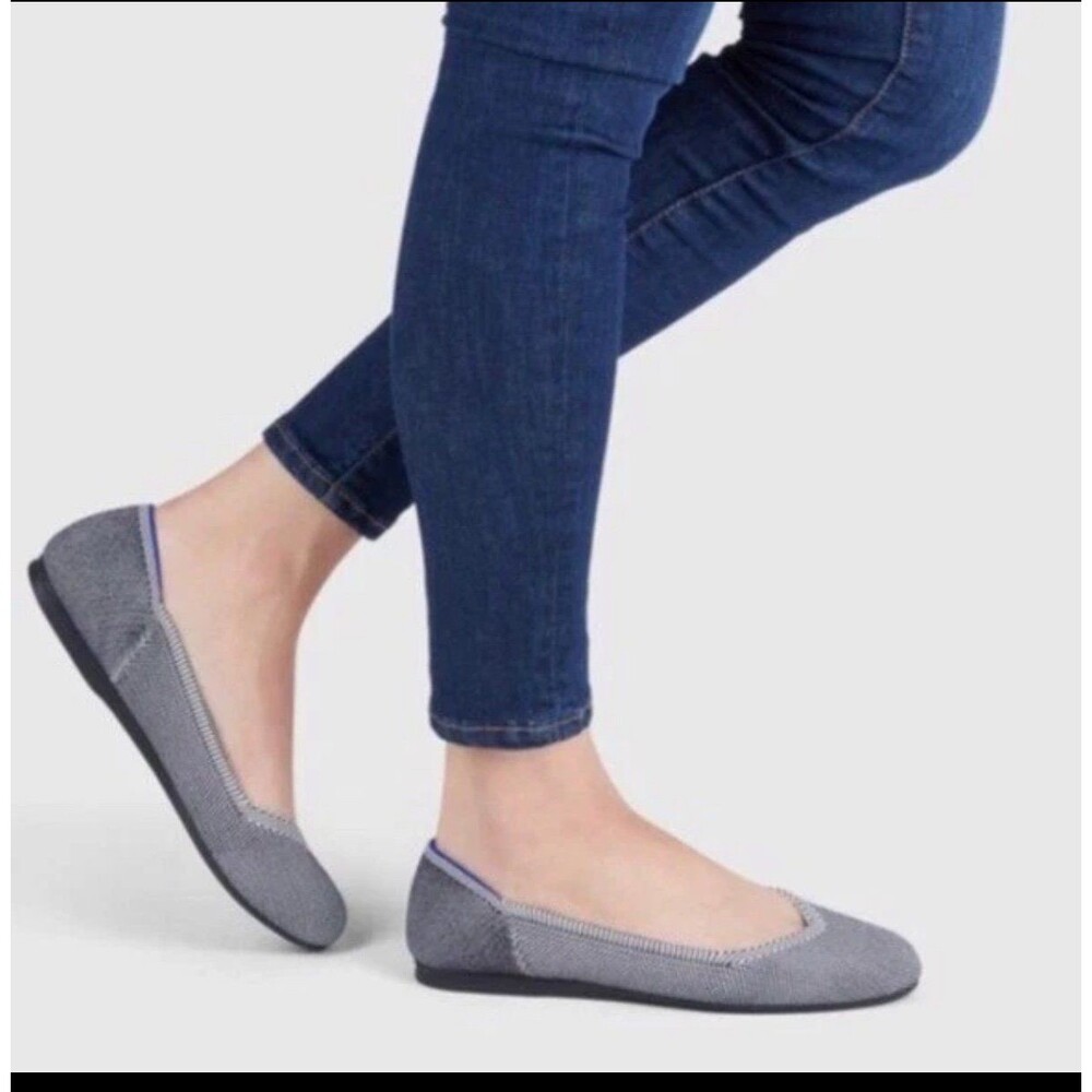 Rothy’s The Flat Grey Birdseye Round Toe Flats Size 9 EUC